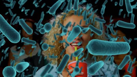 animación de células de bacterias sobre personas en el cine