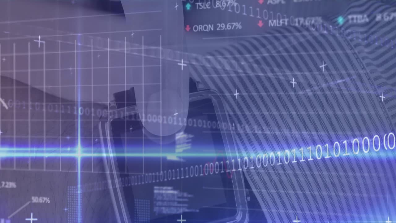 animación del procesamiento de datos sobre la mano utilizando un reloj inteligente