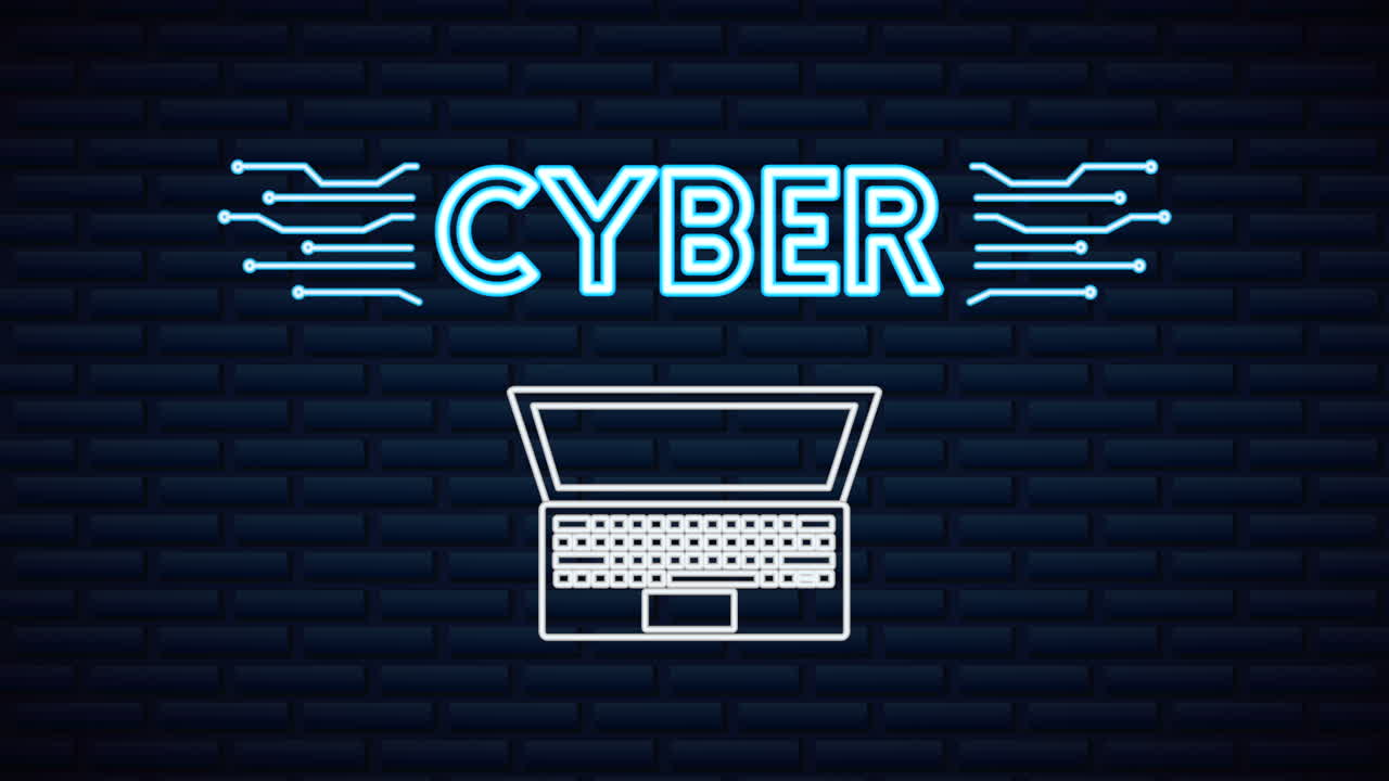 Cyber Monday neonljusanimering med laptop