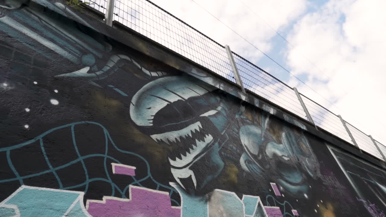 Murale di graffiti su un cavalcavia
