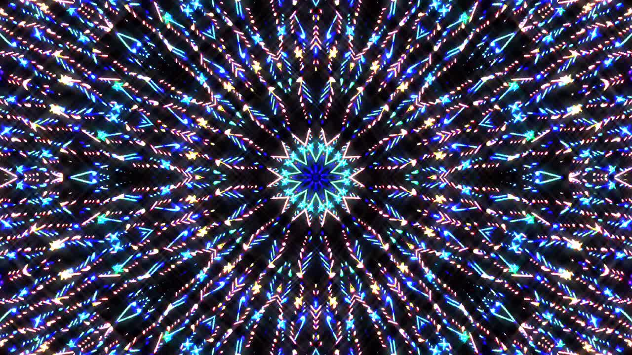 hermoso caleidoscopio abstracto que brilla, una luz radiante que regula los movimientos sutiles
