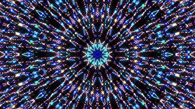 Beautiful abstract kaleidoscope that shines, a radiant light that regulates the subtle movements