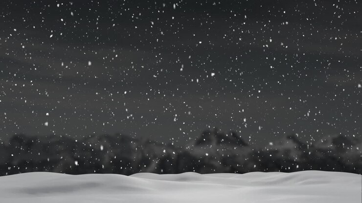 Snow falling and countryside