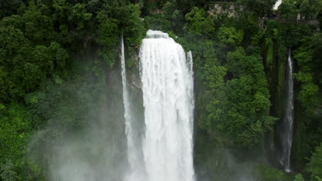 impressive marmore falls , the tallest man-made waterfall in the world in umbria region, italy