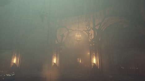 misty gothic cathedral interior