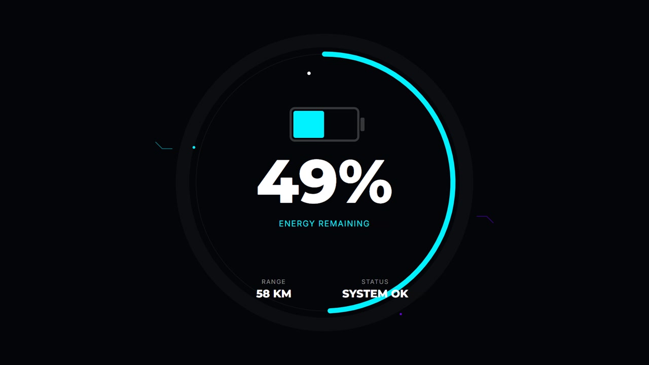 Digital Electric Vehicle Battery Charging Interface Animation