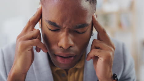 mental health, headache and black man stress over