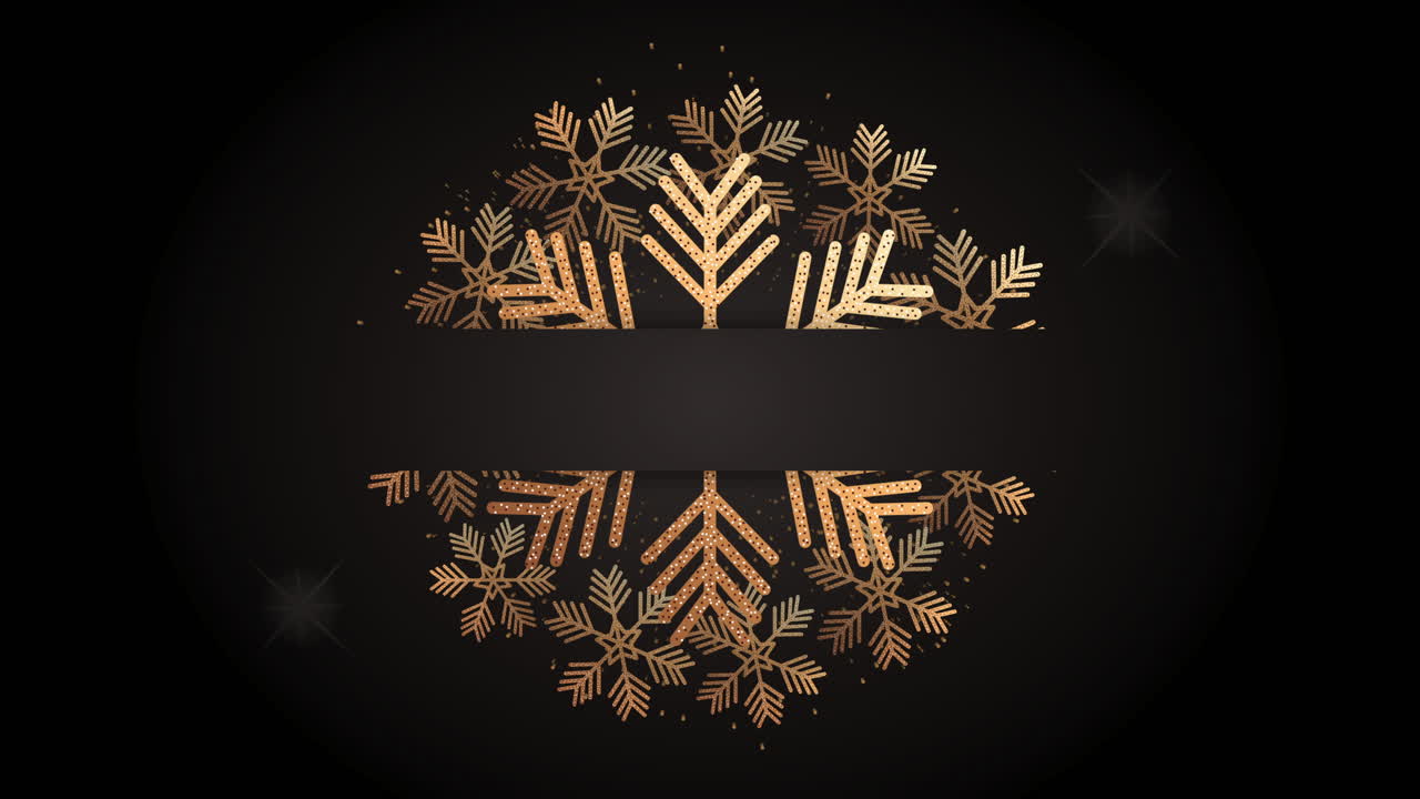 animação de natal feliz com floco de neve dourado