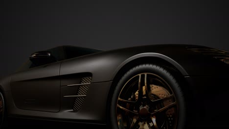 luxury sport car in dark studio with bright lights