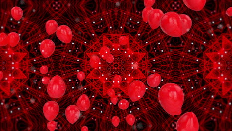 Animación-De-Globos-Sobre-Formas-Rojas-Sobre-Fondo-Negro