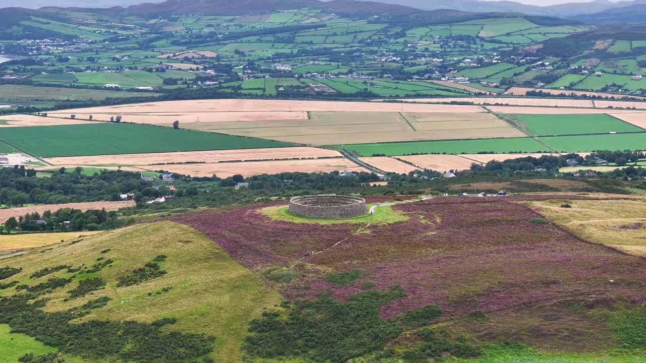 Beautiful view of Greenan Mountain with round fortress and Donegal scenic landscape