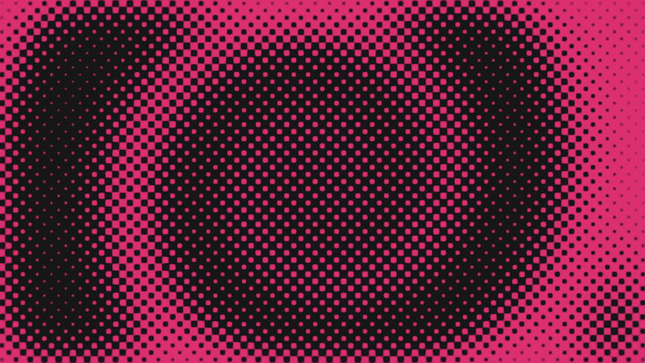 A simplistic image featuring a pink background with a circular pattern of pink and black dots floating in the center, creating a visually striking and minimalist design