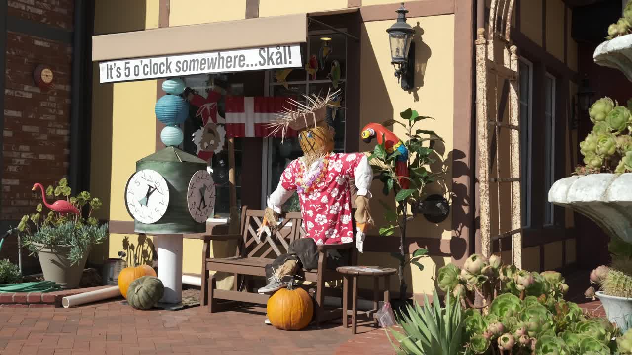 Solvang, a city in southern California's Santa Ynez Valley with Danish-style architecture at Halloween time