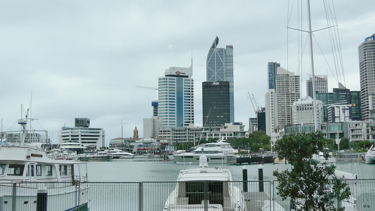 뉴질랜드 오클랜드 시티, 선착장, 부두, 부두 및 cbd 전망