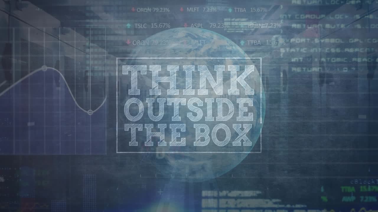 Think outside the box on grey screen