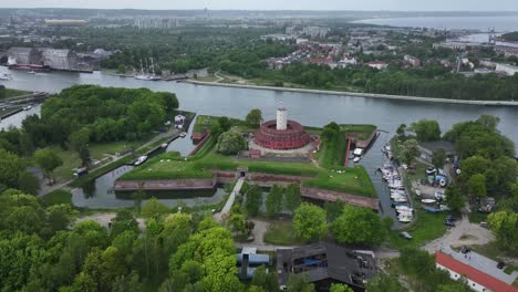fortress - a historic fortress in gdańsk on the martwa wisła river, formerly located at the main entrance to the gdańsk port at the mouth of the main arm of the vistula river to the baltic sea