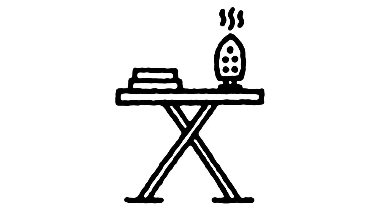 animación del icono de la línea de boceto de la máquina de planchar
