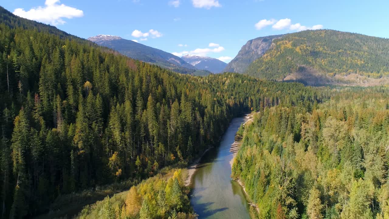Vakkert fjell og elv på landsbygda på en solrik dag 4k