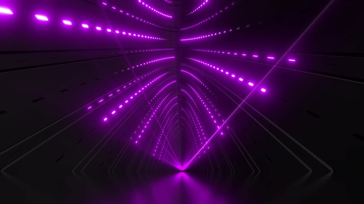 Purple Neon Tunnel 3D Render