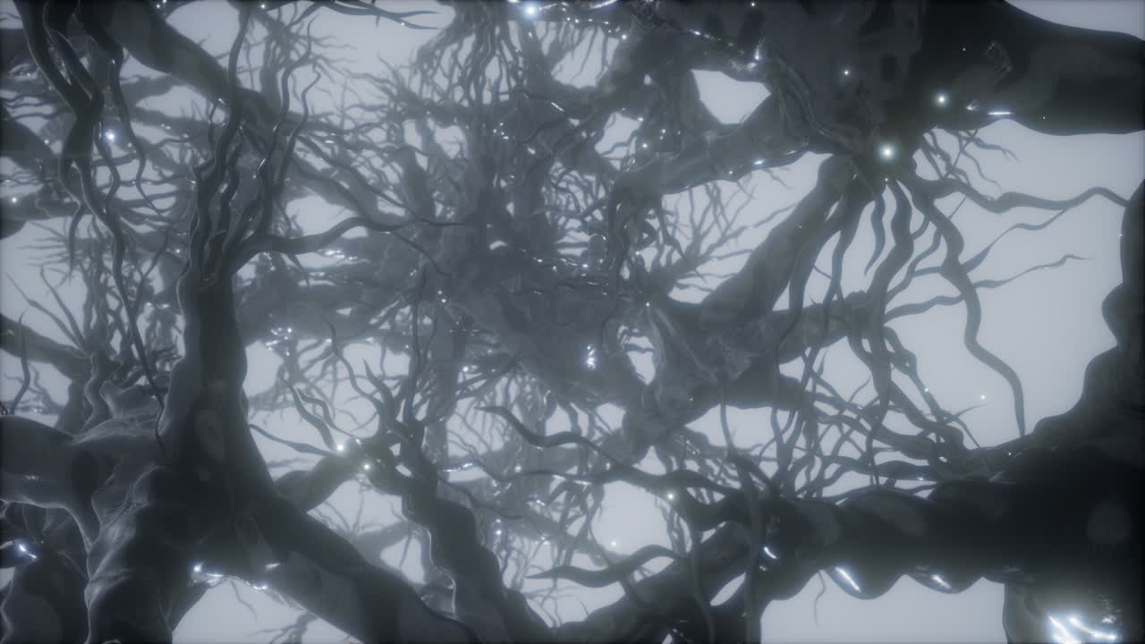 viaje a través de una red de células neuronales dentro del cerebro