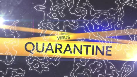 animation of danger virus text over white lines on black background