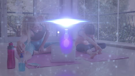 animación de spots sobre madre caucásica con hija haciendo ejercicio
