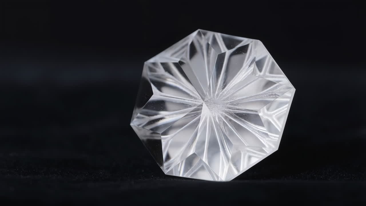 Clear Faceted Crystal Star Object on Dark Background