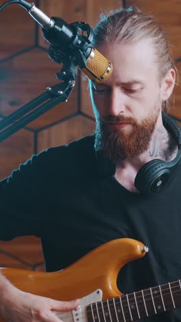musician showcases passion for live performance in an intimate studio setting