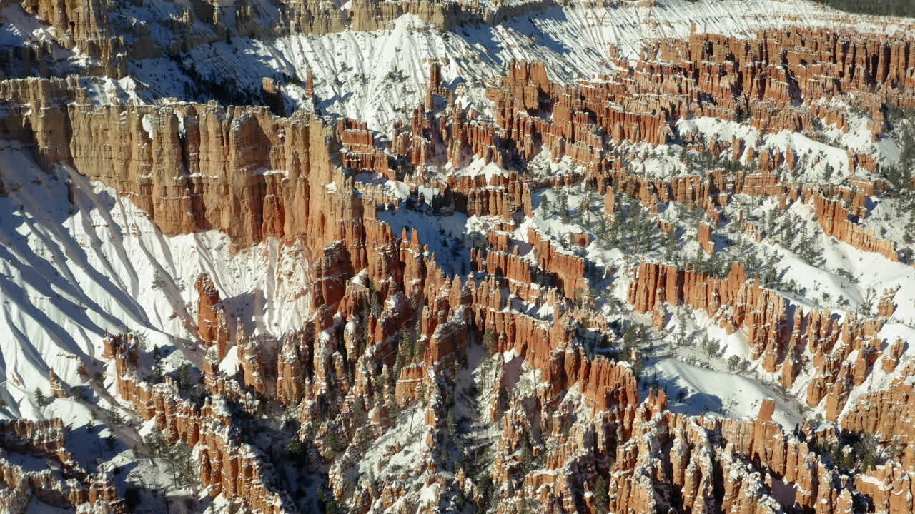 Panoramic Winter View of Snow-Covered Hoodoos in Bryce Canyon National Park