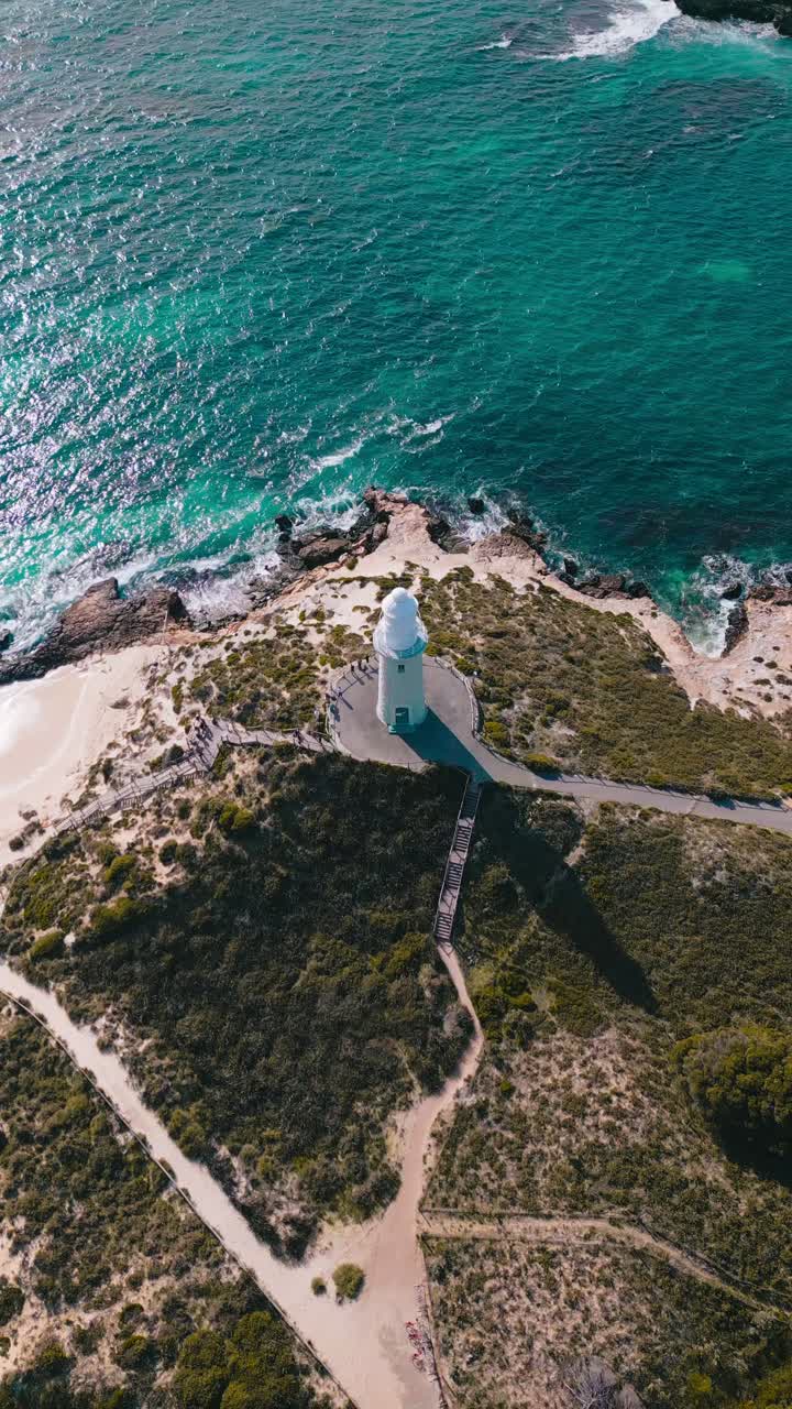 Aerial footage of the Bathurst Lighthouse which sits on the northern tip of Rottnest Island
