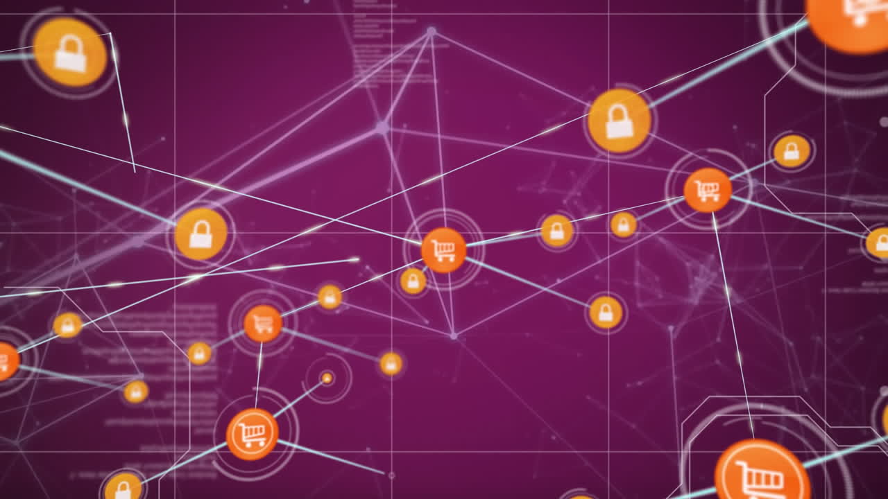animación de iconos conectados y lenguaje de programación y puntos conectados que forman formas