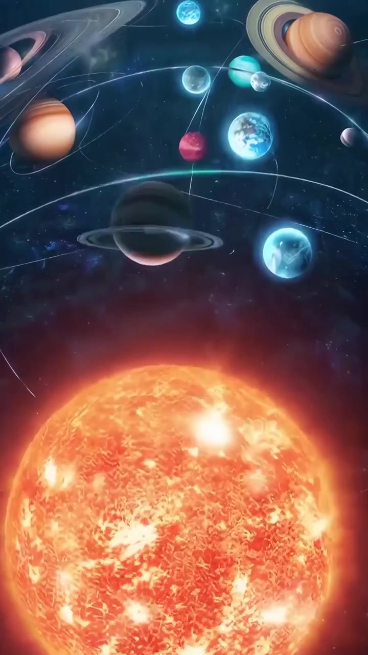 Animated Solar System with Planets Orbiting the Sun