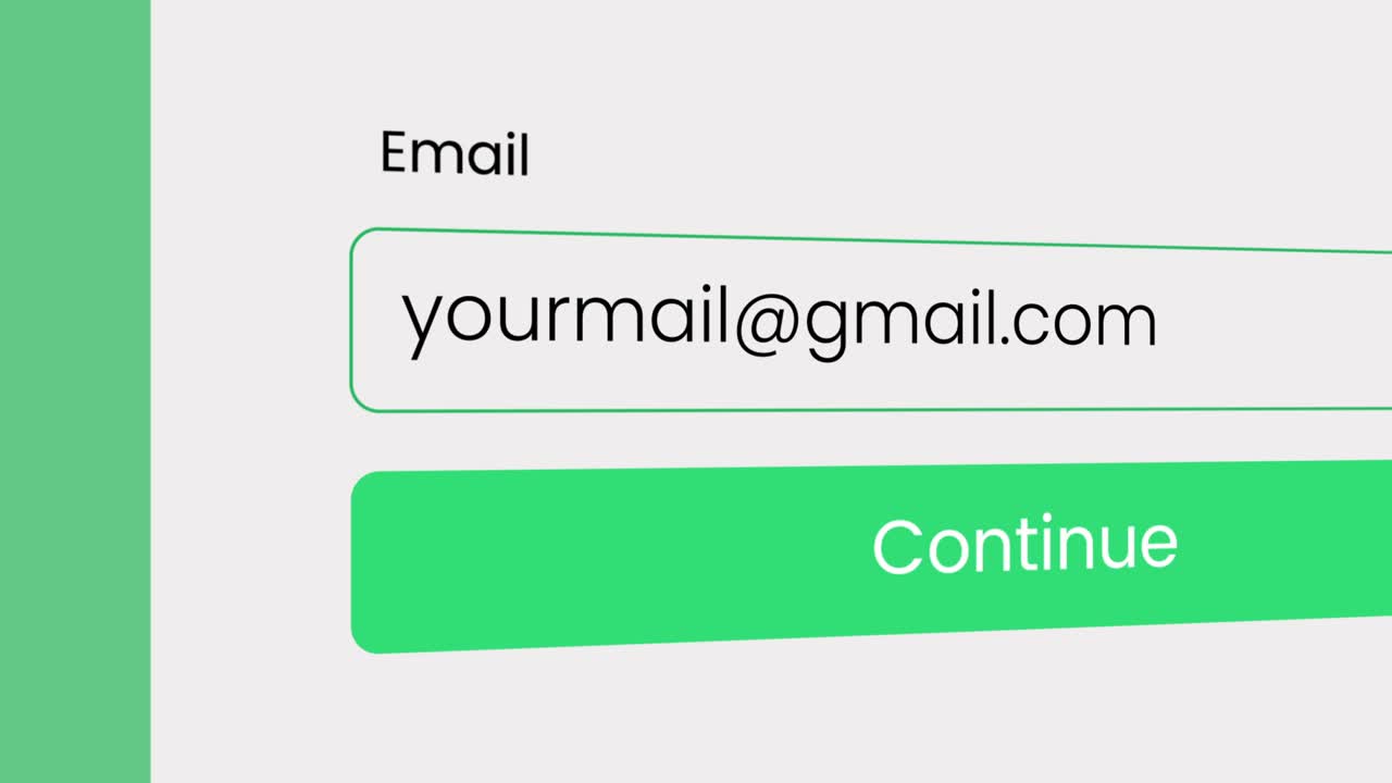 Enter Your Mail on Web page with mouse click animation isolated on green background