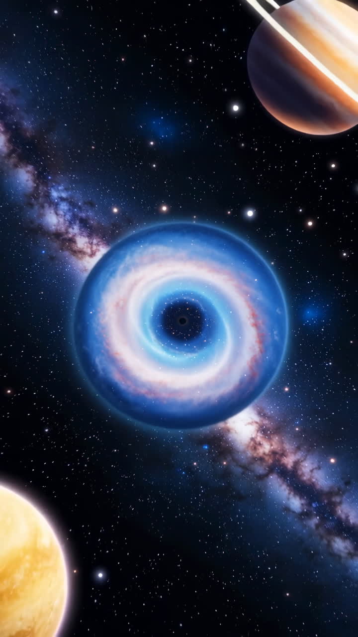 Cosmic Vortex: A Journey Through a Swirling Galaxy, Black Hole, or Wormhole in Deep Space