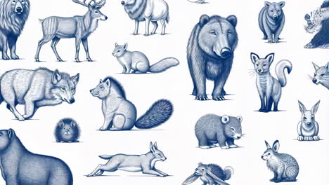 collection of wildlife illustrations