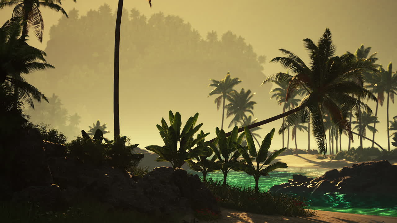 Tropical Island Paradise at Sunrise/Sunset