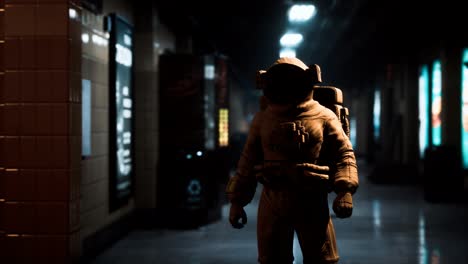 astronauta en el metro subterráneo