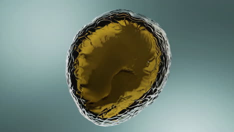 abstract golden cell-like shape in liquid