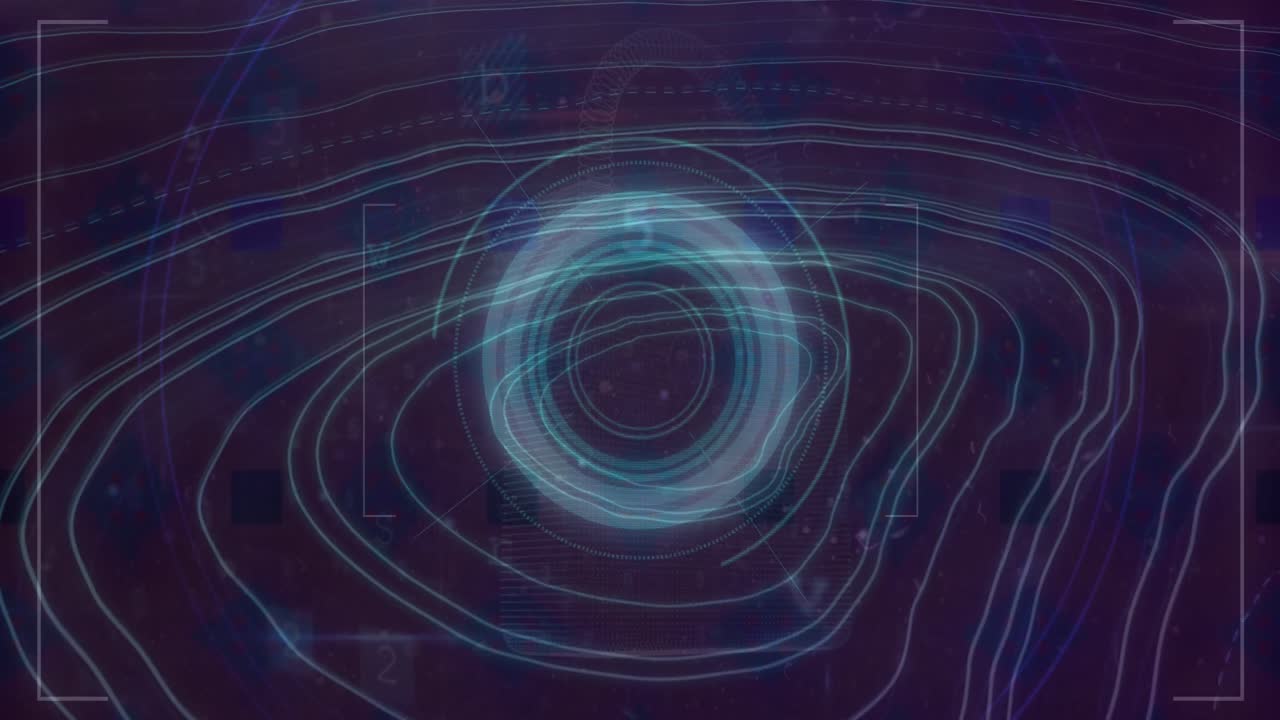 Animation of shapes over scope scanning and data processing on black background