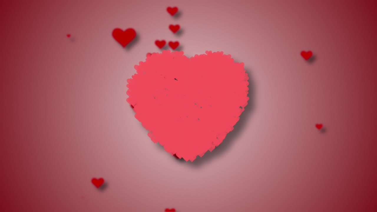 corazón rosado en rojo - día de san valentín