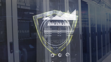 animation of data processing over server room