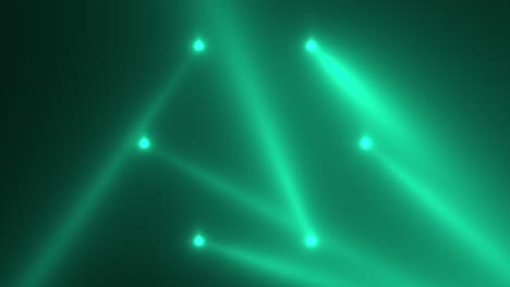 animation motion green glowing spotlight beams on dark background in stage