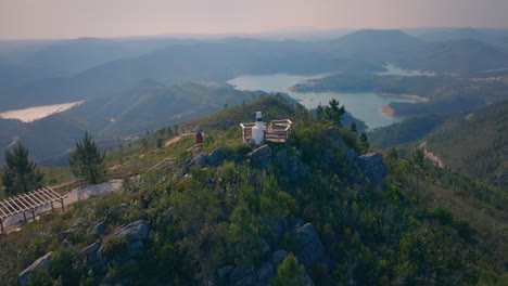 seada viewpoint in vila de rei portugal with zezere river in the background aerial shot