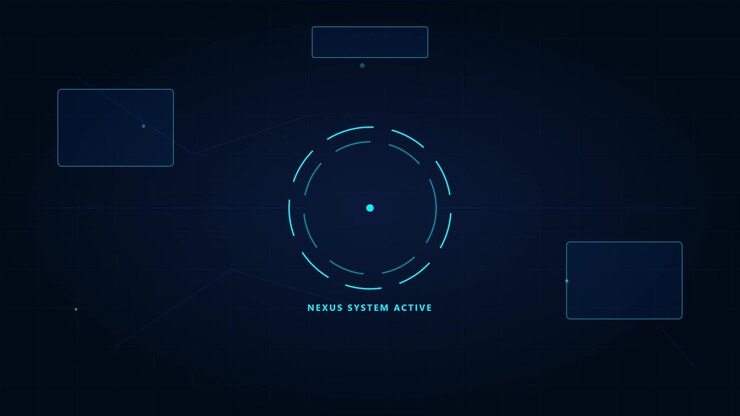 Futuristic Digital Interface with Rotating Circular HUD Element