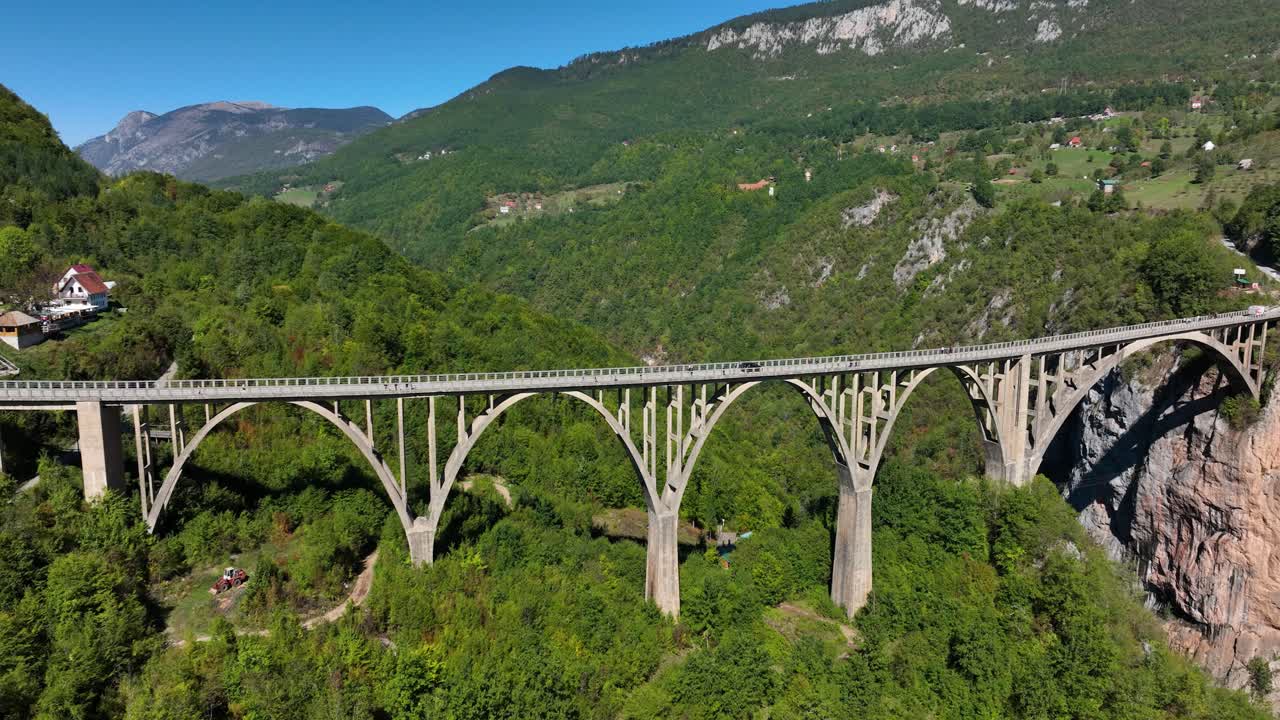 Aerial view of the djurdjevica Tara Bridge - Near zabljak, Montenegro.