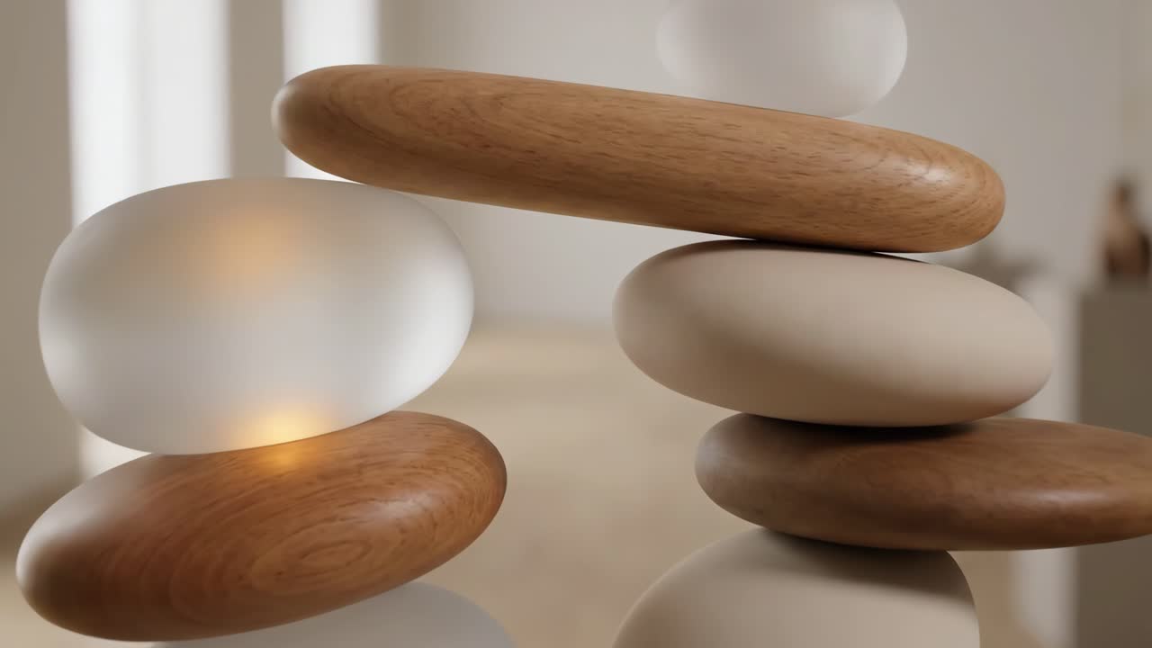 Close-up of Abstract Balancing Stone Sculpture in a Minimalist Setting