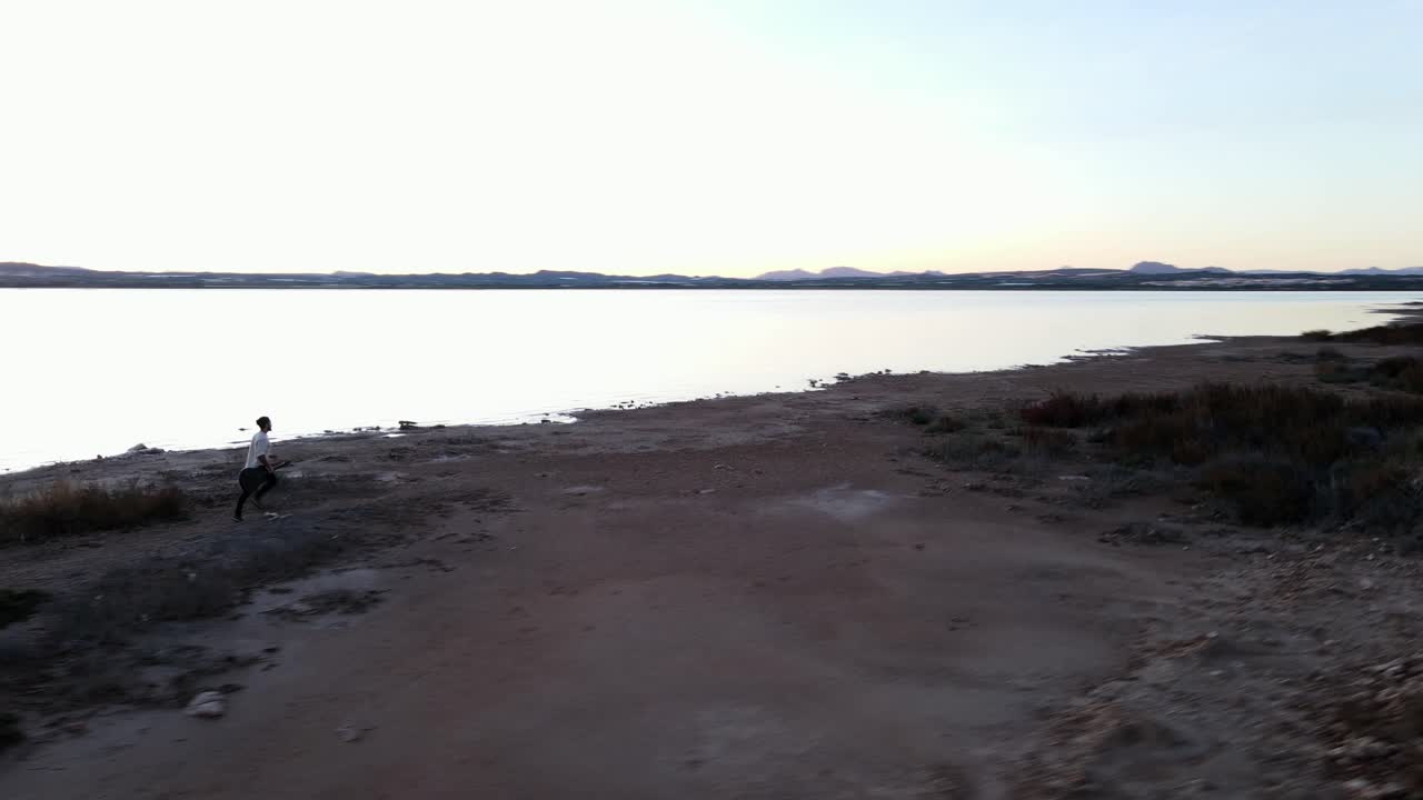 Sunset Walk Along the Lakeside Path