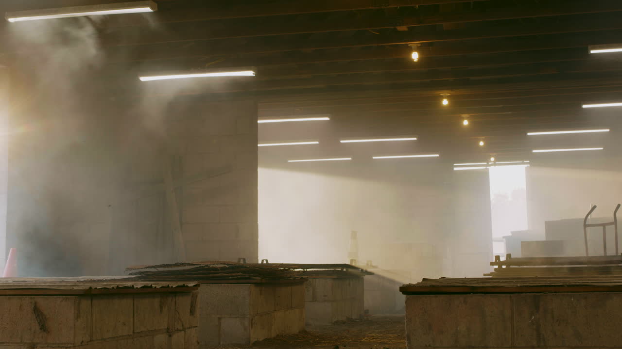 Smokey shot of bbq cooking pit