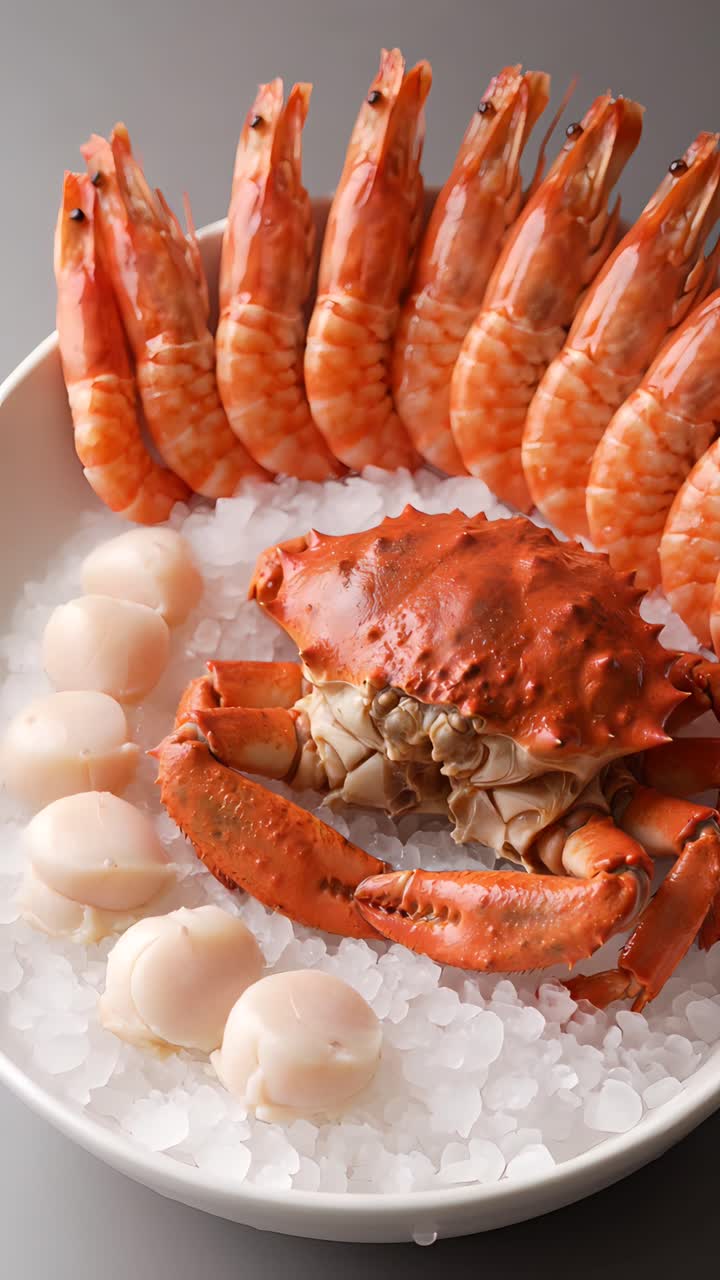 Deliziosi frutti di mare su sfondo sfocato 4K
