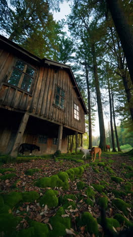 wooden cabin in a forest